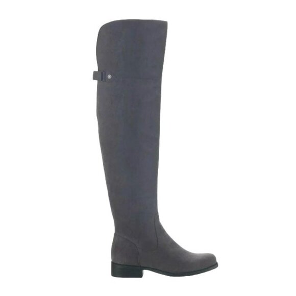 Sun Stone ALLICCE Women's Low Heel Over Knee Boots Dark Gray - Picture 2 of 6